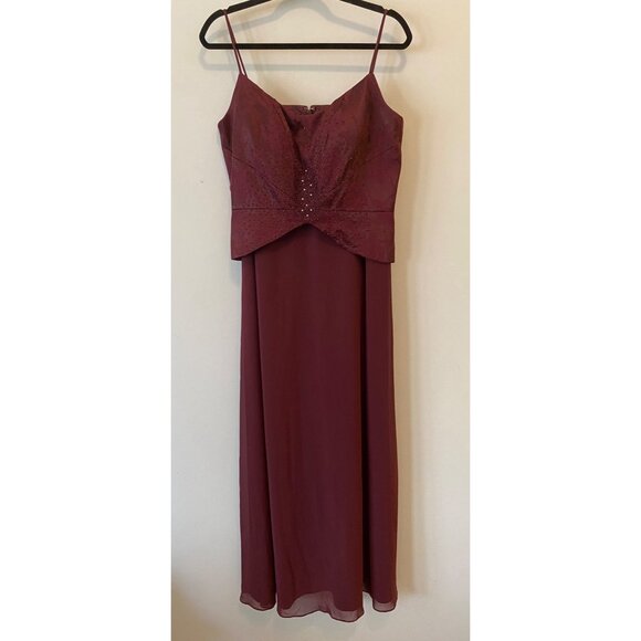 Cachet 2-Piece Formal Maci Dress Set & Jacket Beaded Size 12 Burgundy - Picture 3 of 13